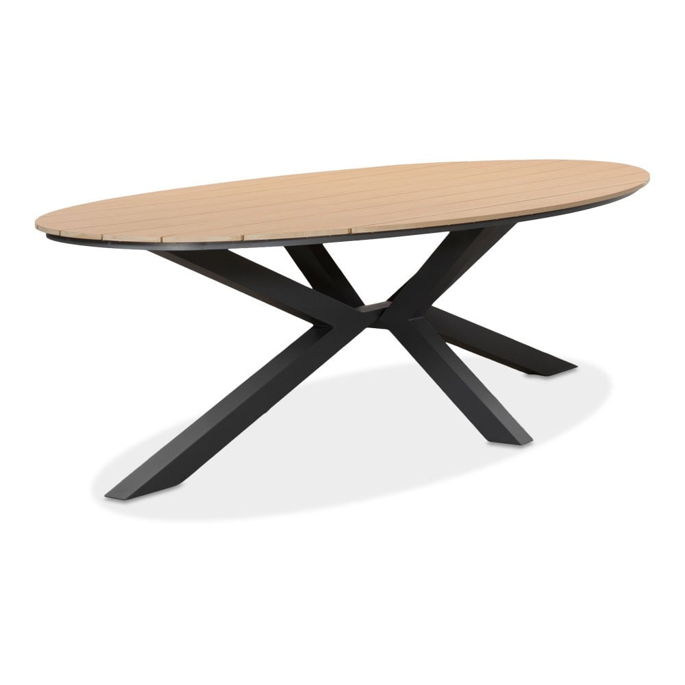 Dallas antraciet/Harper Sahara Dust dining tuinset | 6 personen | polywood + touw | 220cm