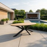 Dallas antraciet/Harper Sahara Dust dining tuinset | 6 personen | polywood + touw | 220cm
