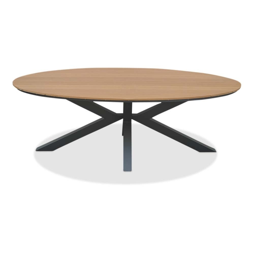 Dallas antraciet/Harper Sahara Dust dining tuinset | 6 personen | polywood + touw | 220cm