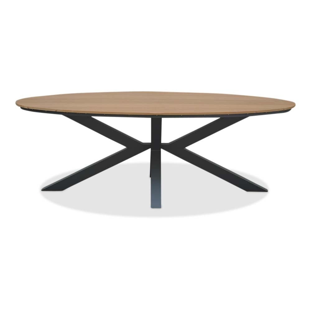 Dallas antraciet/Harper Sahara Dust dining tuinset | 6 personen | polywood + touw | 220cm