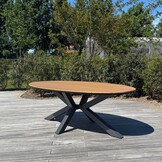 Dallas antraciet/Harper Sahara Dust dining tuinset | 6 personen | polywood + touw | 220cm