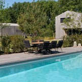 Dallas antraciet/Harper Sahara Dust dining tuinset | 6 personen | polywood + touw | 220cm