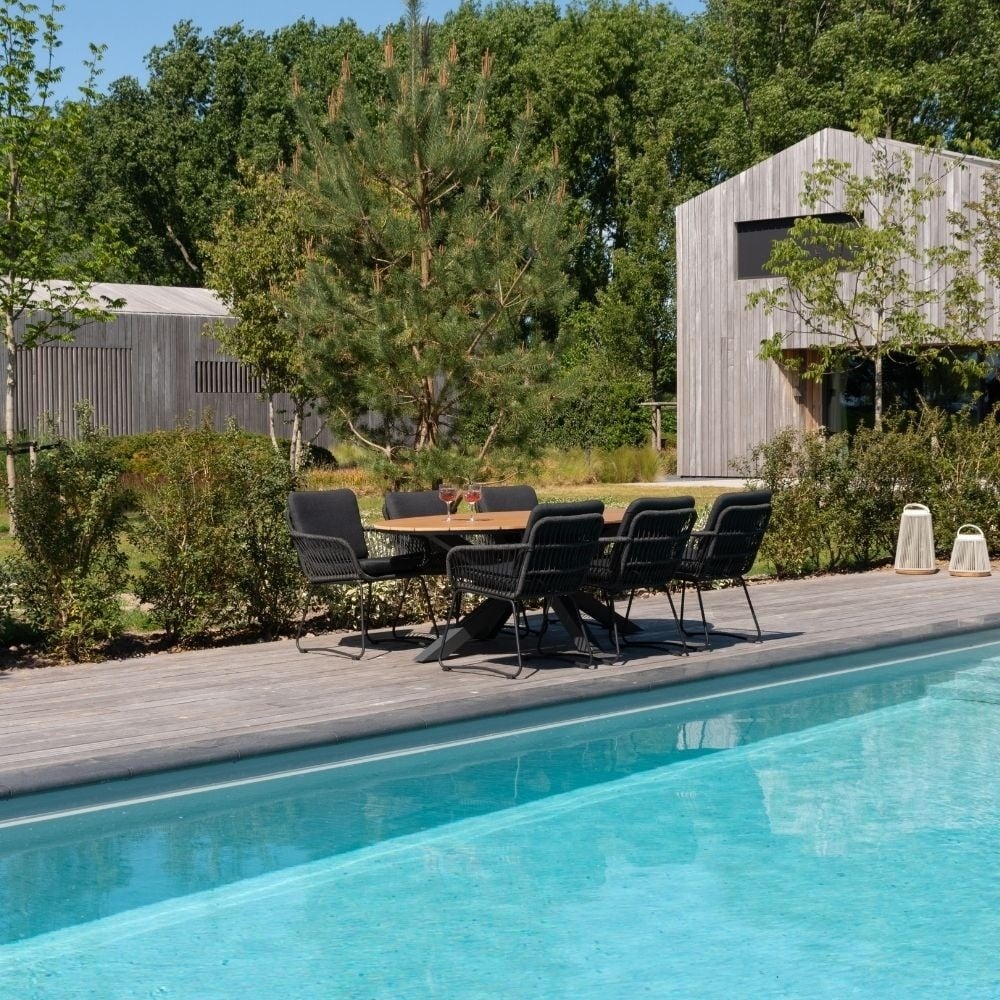 Dallas antraciet/Harper Sahara Dust dining tuinset | 6 personen | polywood + touw | 220cm