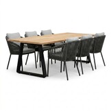 Elena/Lexis Stone Grey dining tuinset | 6 personen | teakhout + touw | 240cm