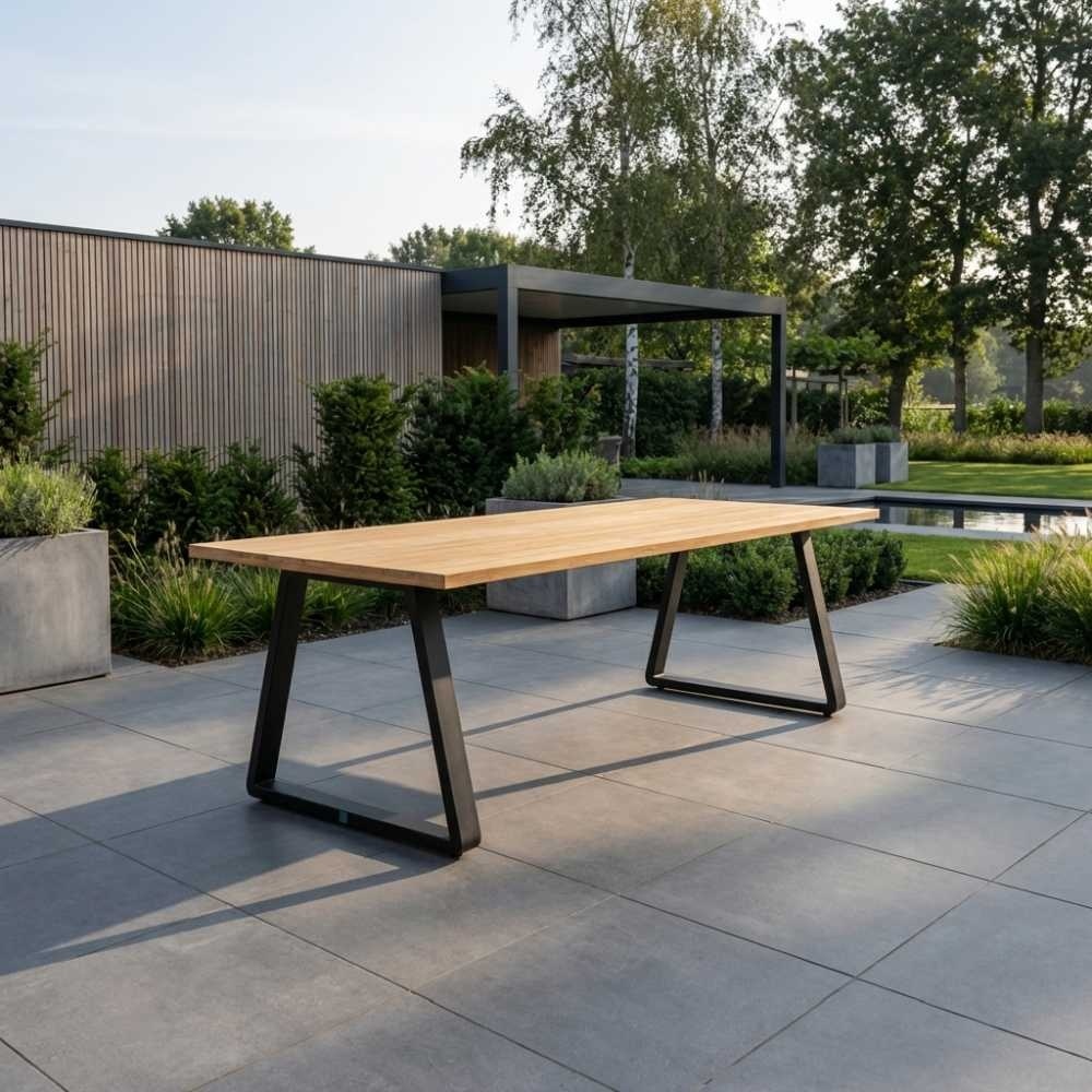 Elena/Alicante antraciet dining tuinset | 6 personen | teakhout + wicker | 240cm