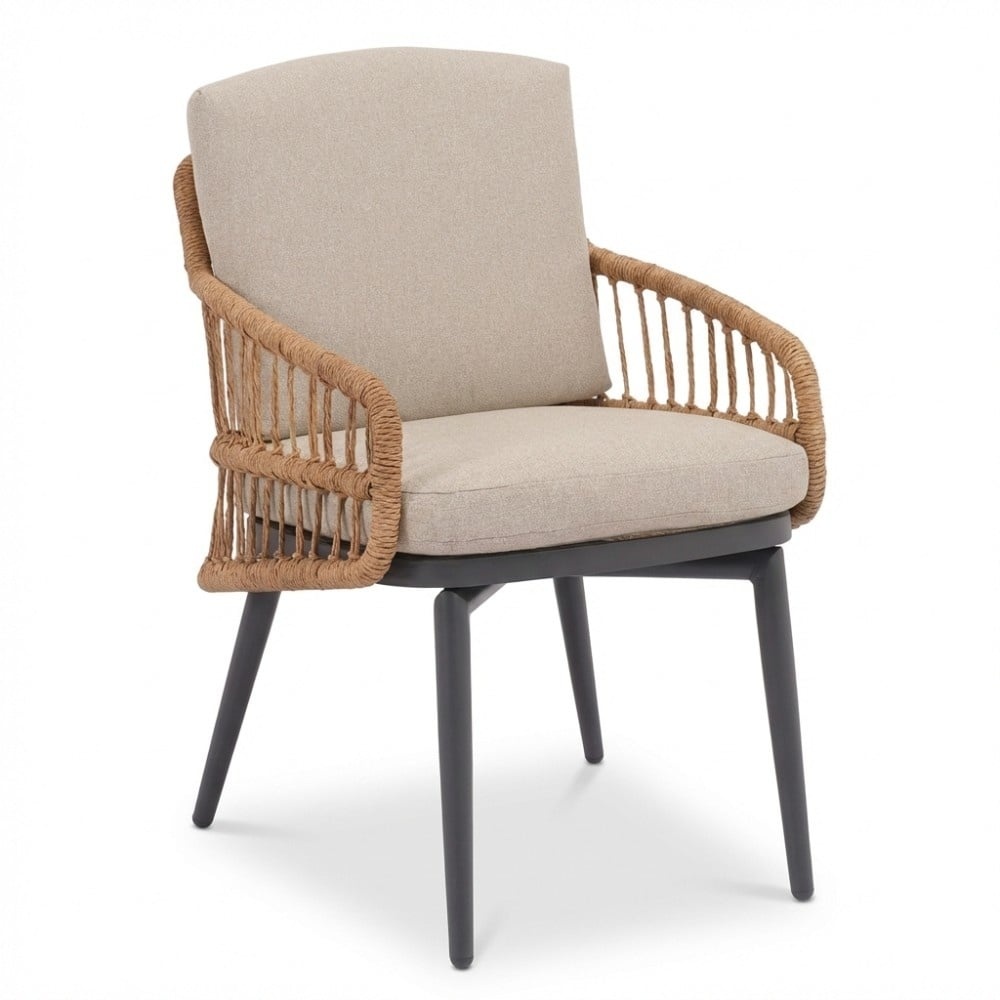 Elena/Alicante zand dining tuinset | 6 personen | teakhout + wicker | 240cm