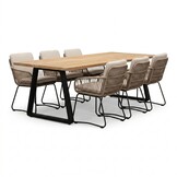 Elena/Harper Sahara Dust dining tuinset | 6 personen | teakhout + touw | 240cm
