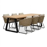 Elena/Flora Sahara Dust dining tuinset | 6 personen | teakhout + touw | 240cm
