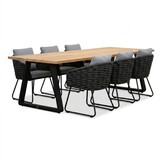 Elena/Flora Stone Grey dining tuinset | 6 personen | teakhout + touw | 240cm