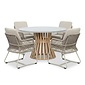 BUITEN living Elzas/Gianna Almond Beige dining tuinset | 4 personen | polystone + touw | Ø135cm rond