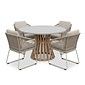 BUITEN living Elzas/Tulum Almond Beige dining tuinset | 4 personen | polystone + touw | Ø135cm rond