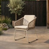 Elzas/Tulum Almond Beige dining tuinset | 4 personen | polystone + touw | Ø135cm rond