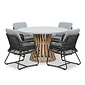 BUITEN living Elzas/Gianna Stone Grey dining tuinset | 4 personen | polystone + touw | Ø135cm rond