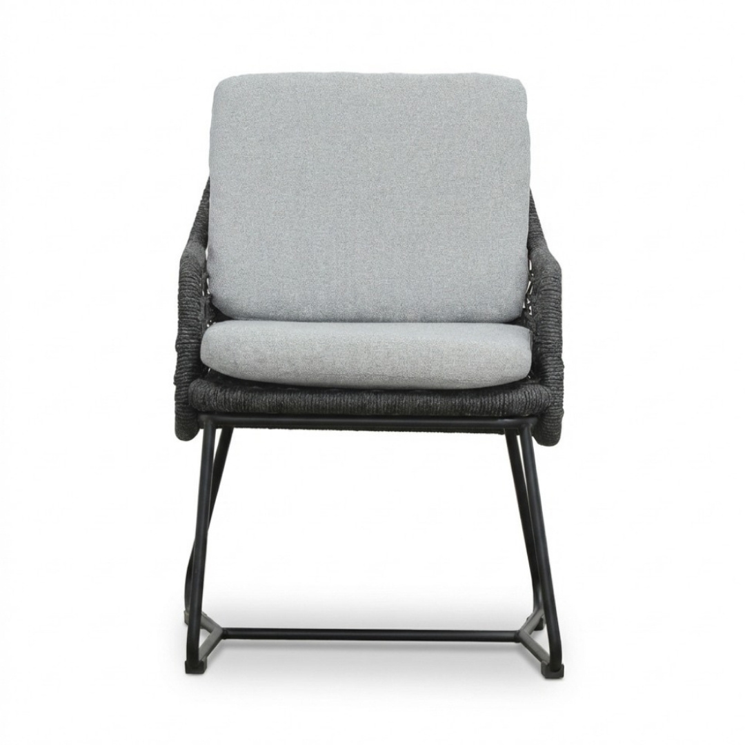 Elzas/Gianna Stone Grey dining tuinset | 4 personen | polystone + touw | Ø135cm rond