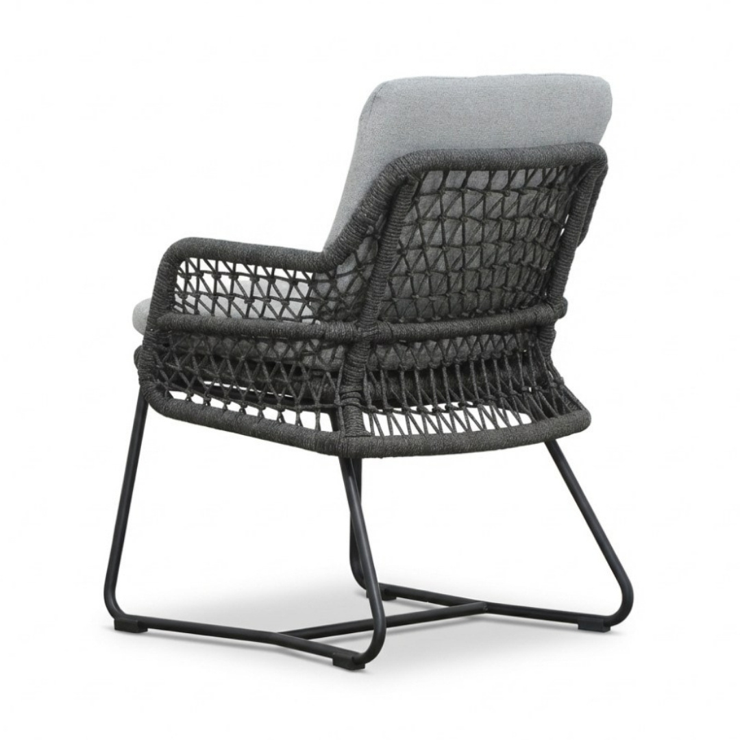 Elzas/Gianna Stone Grey dining tuinset | 4 personen | polystone + touw | Ø135cm rond