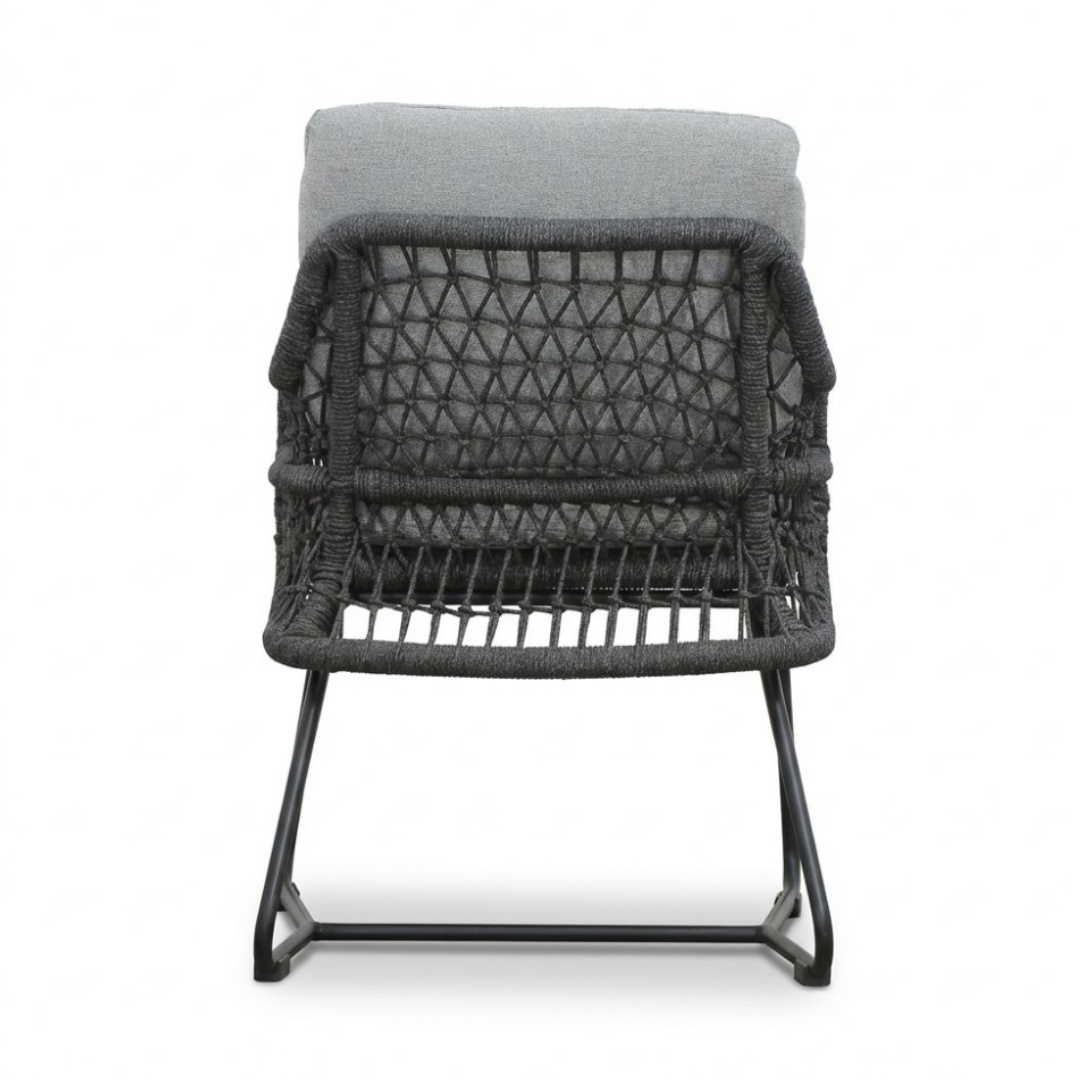 Elzas/Gianna Stone Grey dining tuinset | 4 personen | polystone + touw | Ø135cm rond