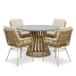 BUITEN living Elzas/Carlos beige dining tuinset | 4 personen | polystone + wicker | Ø135cm rond