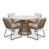 Elzas/Harper Sahara Dust dining tuinset | 4 personen | polystone + touw | Ø135cm rond