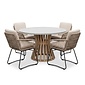 BUITEN living Elzas/Harper Sahara Dust dining tuinset | 4 personen | polystone + touw | Ø135cm rond
