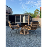 Elzas/Harper Sahara Dust dining tuinset | 4 personen | polystone + touw | Ø135cm rond