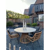 Elzas/Harper Sahara Dust dining tuinset | 4 personen | polystone + touw | Ø135cm rond