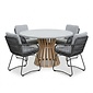 BUITEN living Elzas/Harper Stone Grey dining tuinset | 4 personen | polystone + touw | Ø135cm rond
