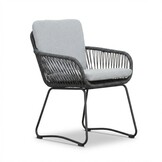 Elzas/Harper Stone Grey dining tuinset | 4 personen | polystone + touw | Ø135cm rond