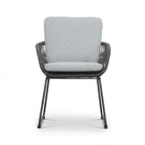 Elzas/Harper Stone Grey dining tuinset | 4 personen | polystone + touw | Ø135cm rond