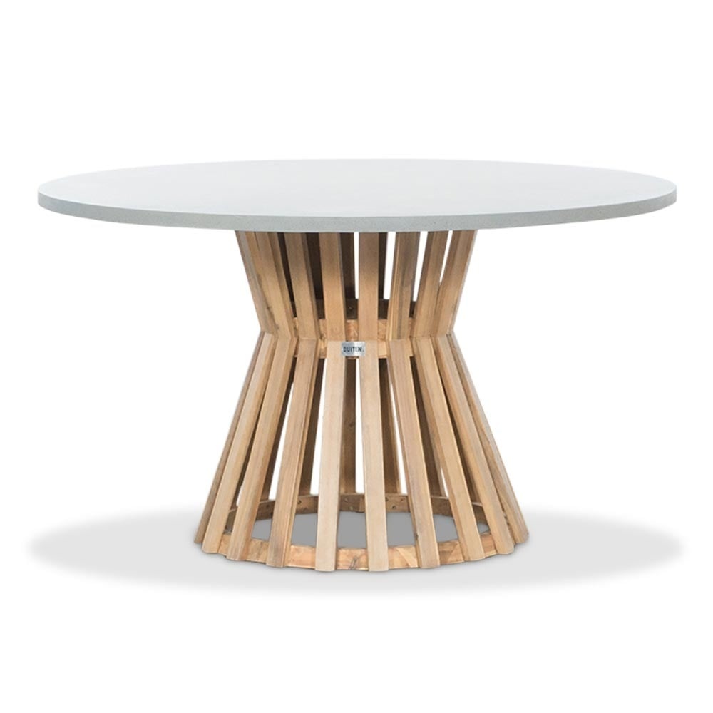 Elzas/Harper Stone Grey dining tuinset | 4 personen | polystone + touw | Ø135cm rond