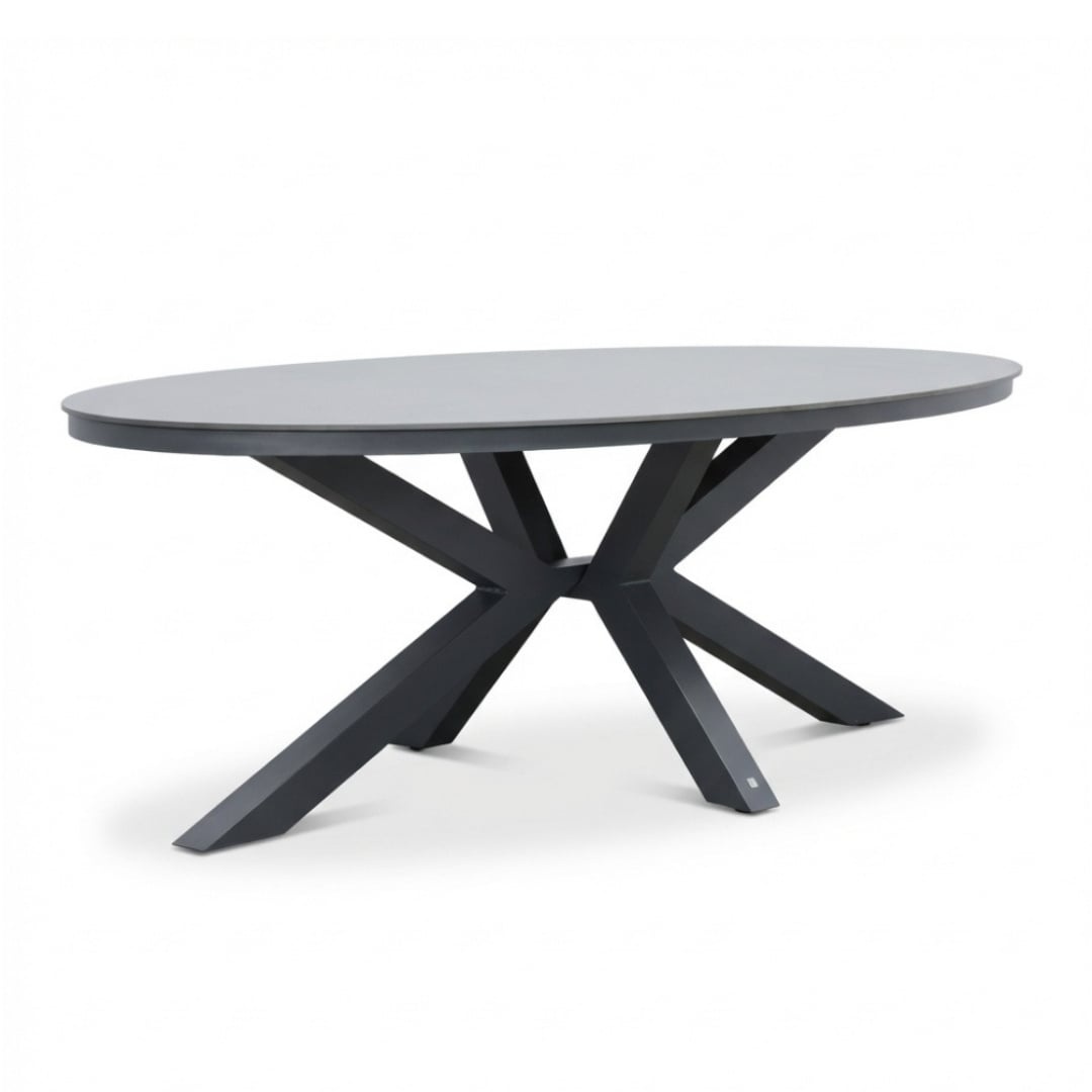 Firenze antraciet/Lexis Stone Grey dining tuinset | 6 personen | sintered stone + touw | 220cm
