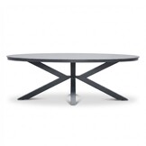 Firenze antraciet/Lexis Stone Grey dining tuinset | 6 personen | sintered stone + touw | 220cm