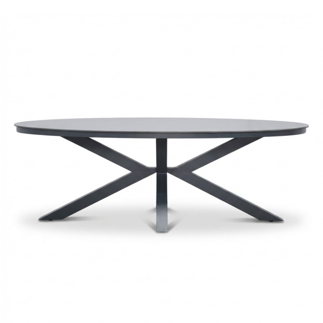 Firenze antraciet/Lexis Stone Grey dining tuinset | 6 personen | sintered stone + touw | 220cm