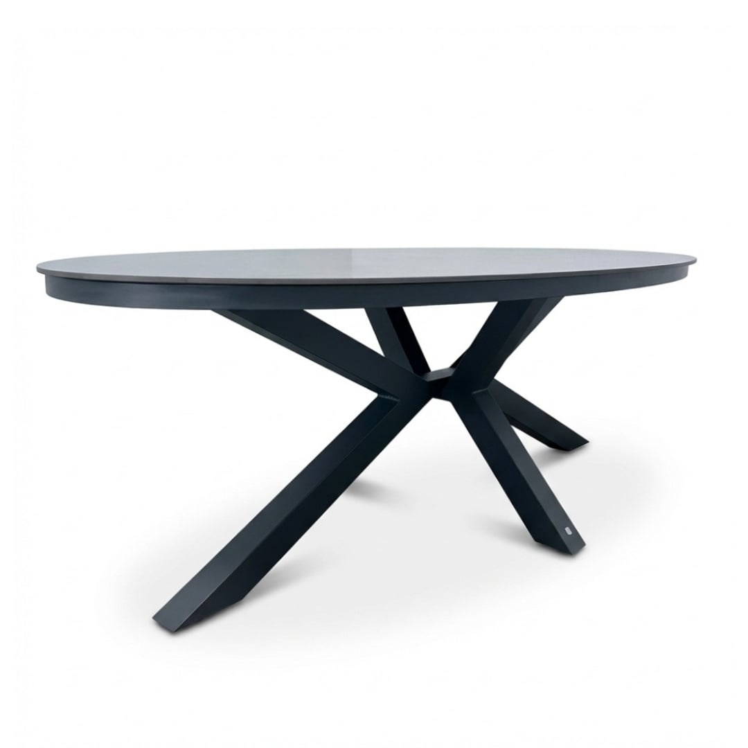 Firenze antraciet/Lexis Stone Grey dining tuinset | 6 personen | sintered stone + touw | 220cm