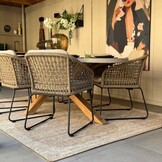 Genua/Tulum Sahara Dust dining tuinset | 4 personen | teakhout + touw | 120cm