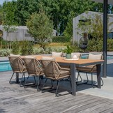 Genua/Portofino Sahara Dust dining tuinset | 4 personen | teakhout + touw | 120cm