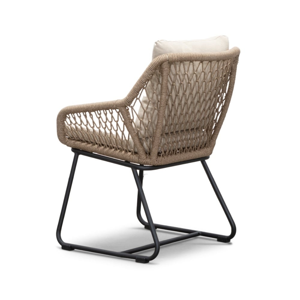 Genua/Portofino Sahara Dust dining tuinset | 4 personen | teakhout + touw | 120cm