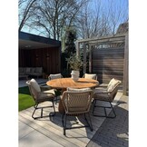Genua/Portofino Sahara Dust dining tuinset | 4 personen | teakhout + touw | 120cm