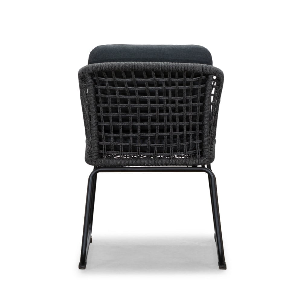 Genua/Tulum Lava Grey dining tuinset | 4 personen | teakhout + touw | 120cm