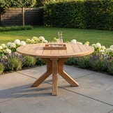 Genua/Tulum Sahara Dust dining tuinset | 5 personen | teakhout + touw | 140cm