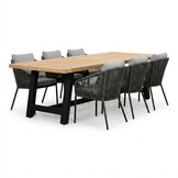 James/Lexis Stone Grey dining tuinset | 6 personen | teakhout + touw | 260cm