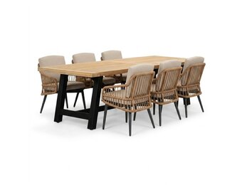 James/Alicante zand dining tuinset | 6 personen | teakhout + wicker | 260cm