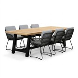 James/Harper Stone Grey dining tuinset | 6 personen | teakhout + touw | 260cm