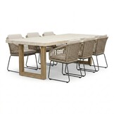 Laurenne/Tulum Sahara Dust dining tuinset | 6 personen | polystone + touw | 250cm