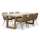 Laurenne/Carlos taupe dining tuinset | 6 personen | polystone + wicker | 250cm