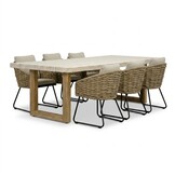 Laurenne/Flora Sahara Dust dining tuinset | 6 personen | polystone + touw | 250cm