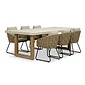 BUITEN living Laurenne/Flora Sahara Dust dining tuinset | 6 personen | polystone + touw | 250cm