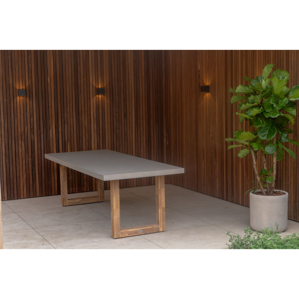 Lausanne/Lexis Stone Grey dining tuinset | 6 personen | polystone + touw | 250cm