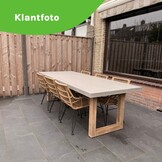 Lausanne/Tulum Almond Beige dining tuinset | 6 personen | polystone + touw | 250cm