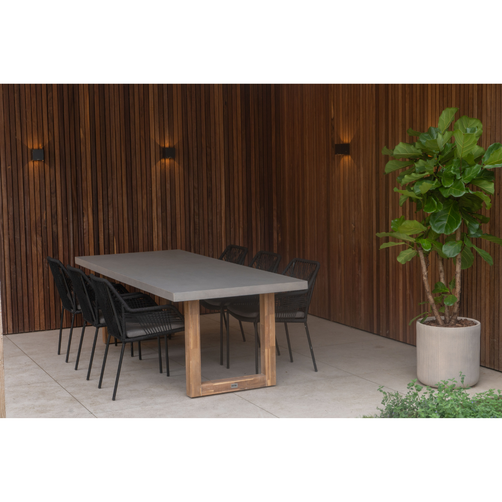 Lausanne/Carlos beige dining tuinset | 6 personen | polystone + wicker | 250cm
