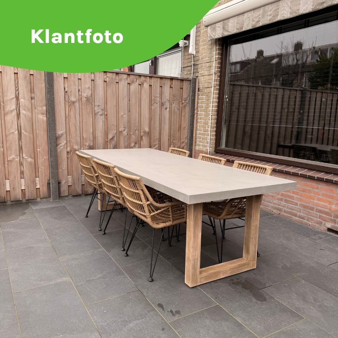Lausanne/Flora Sahara Dust dining tuinset | 6 personen | polystone + touw | 250cm